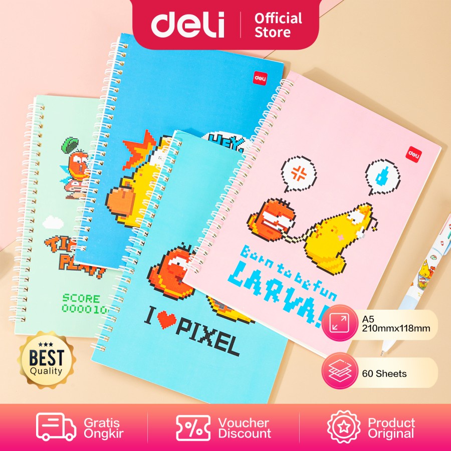 

Deli Notebook Buku Catatan Spiral A5 60lembar // ELA560