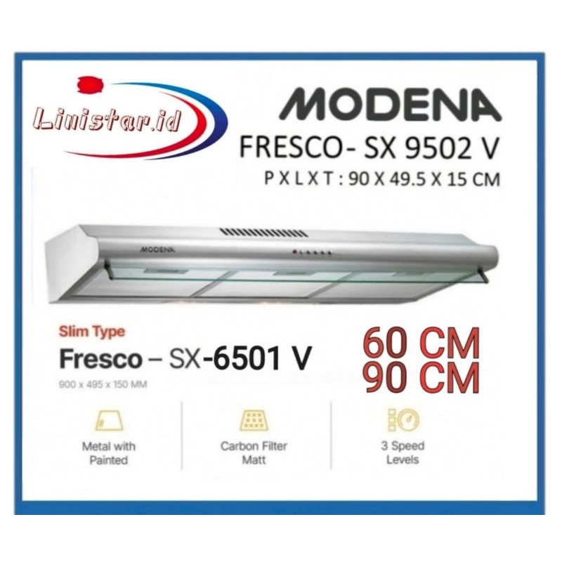 MODENA SX6501V 60CM/MODENA SX9502V (90CM) COOKER HOOD MODENA SLIM HOOD