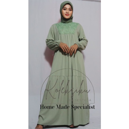 Layyin - Gamis Twill / Dress Raisa /Gamis Model Terbaru Mix Brukat By Sentosa