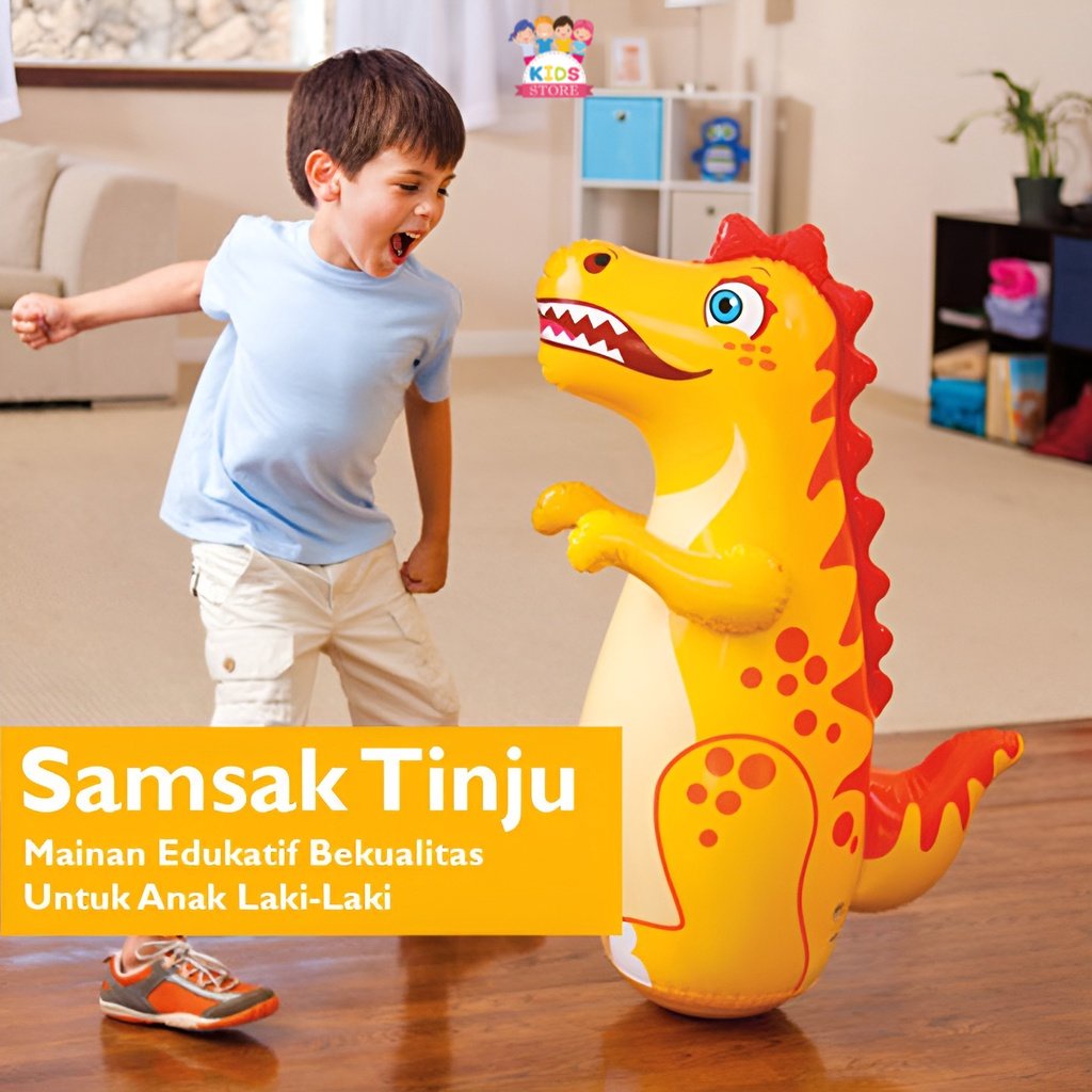 Dino | Mainan Tinju Anak Laki Laki | Samsak Tinju Berdiri | Kado Ulang Tahun Anak Cowok | Hadiah Ultah | Mainan Anak 3-4-5-6 Tahun | Intex BOP Bags Animal