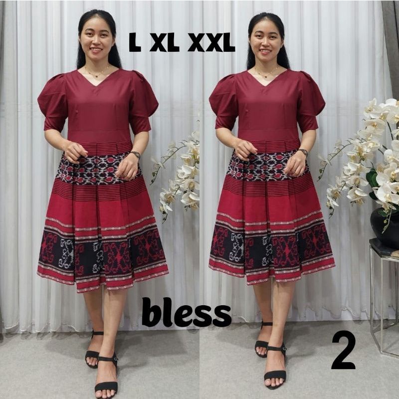 BAJU DRESS TENUN, DRESS WIRU LIPAT MIX TOYOBO