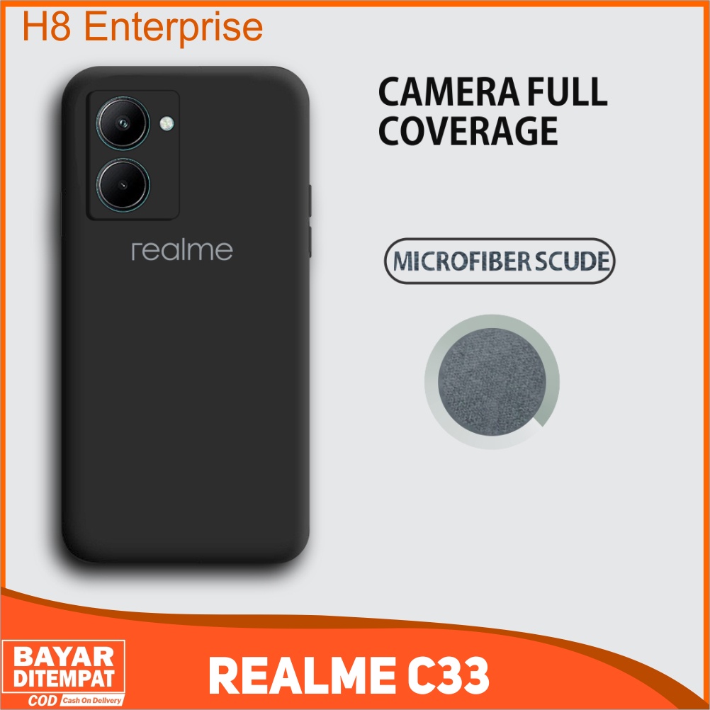 Casing Realme C33 Case Candy Frosted Liquid Microfiber Suede With Brand Logo Silicon Camera 3D Protection Camera