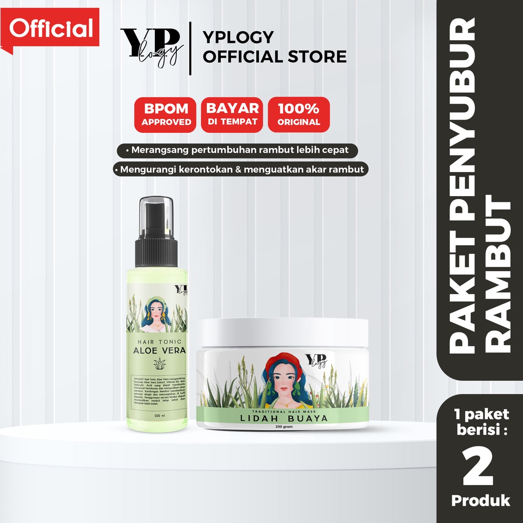 YPLOGY Paket Penyubur Rambut (Hair Mask Lidah Buaya dan Hair tonic aloe vera)