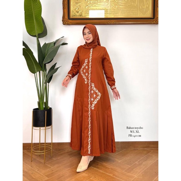 ZAJA - BAJU GAMIS KATUN TOYOBO POLOS BORDIR MEWAH / DRESS MUSLIM PEREMPUAN DEWASA POLOS ANGGUN / GAMIS KATUN TOYOBO BORDIR COMPUTER DESAIN MENAWAN DAN ELEGANT BUSUI AND WUDHU FRIENLY