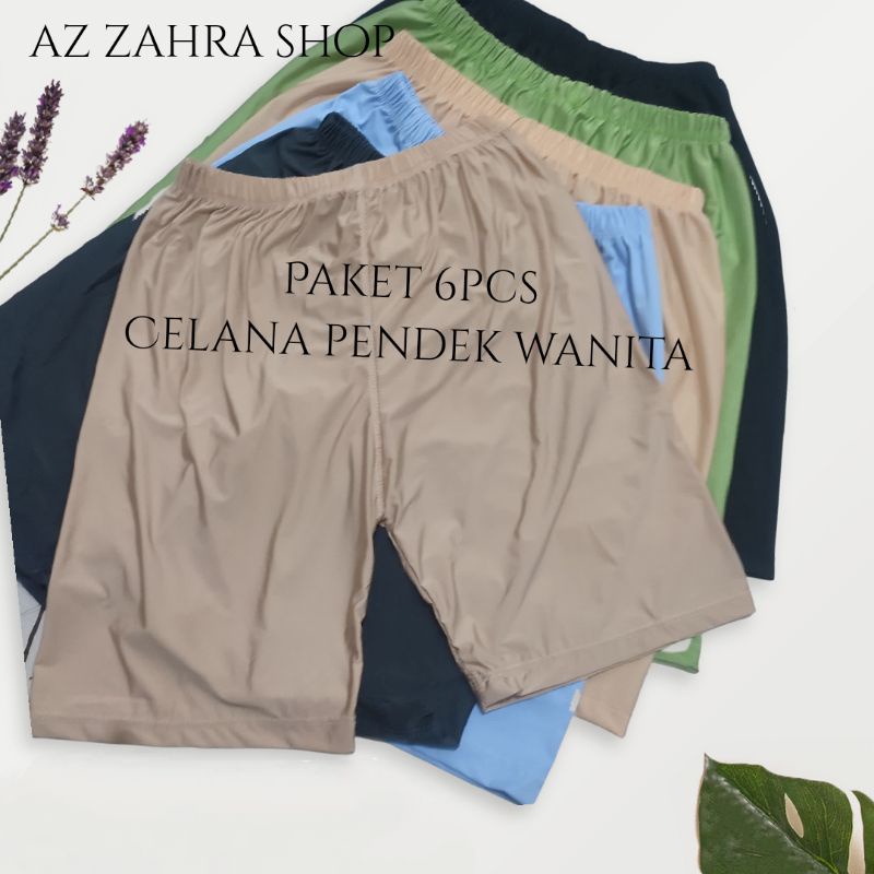 Paket 6pcs. Celana pendek wanita // Celana short wanita motif polos