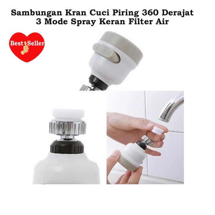 COD SM88   Sambungan Kran Cuci Piring 360 Derajat 3 Mode Spray Keran Filter Air