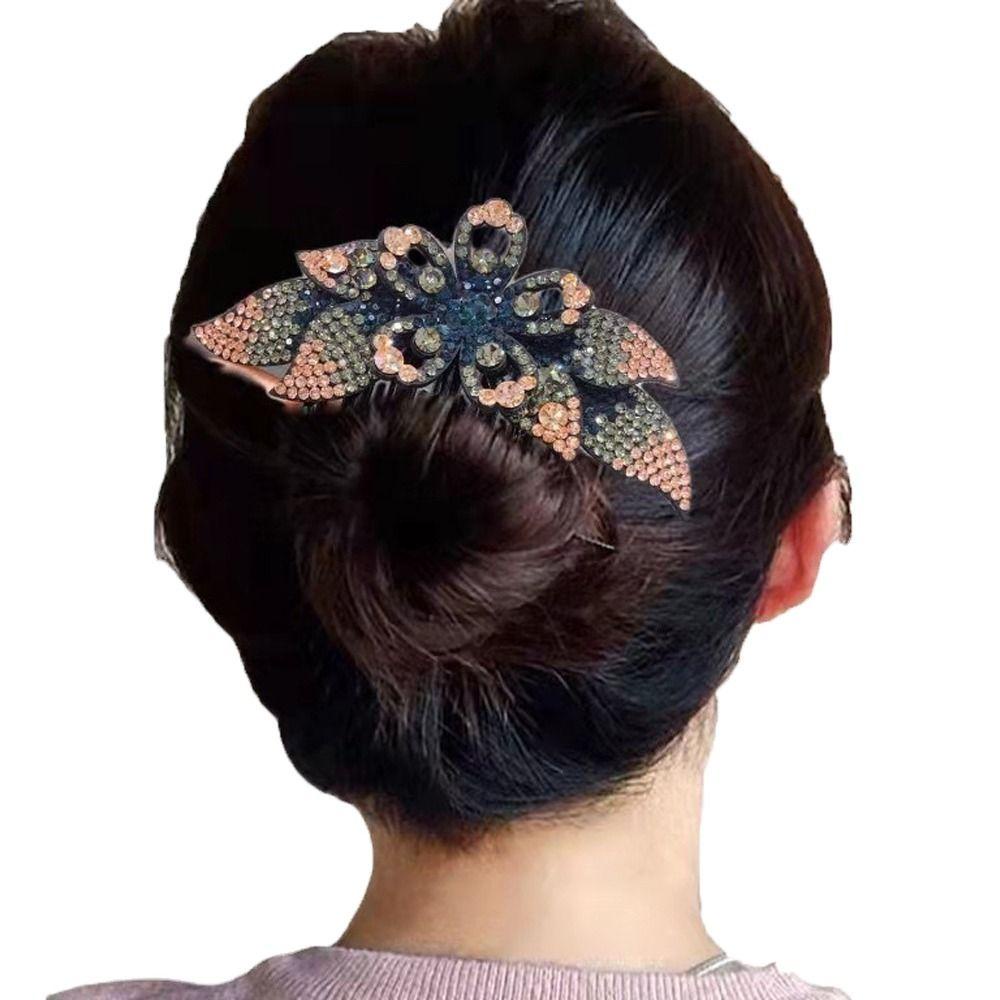 Needway   Sisir Rambut Wanita Manis Vintage Korea Jepit Ponytail Holder Hair Maker Bun Zircon Kristal Jepit Rambut