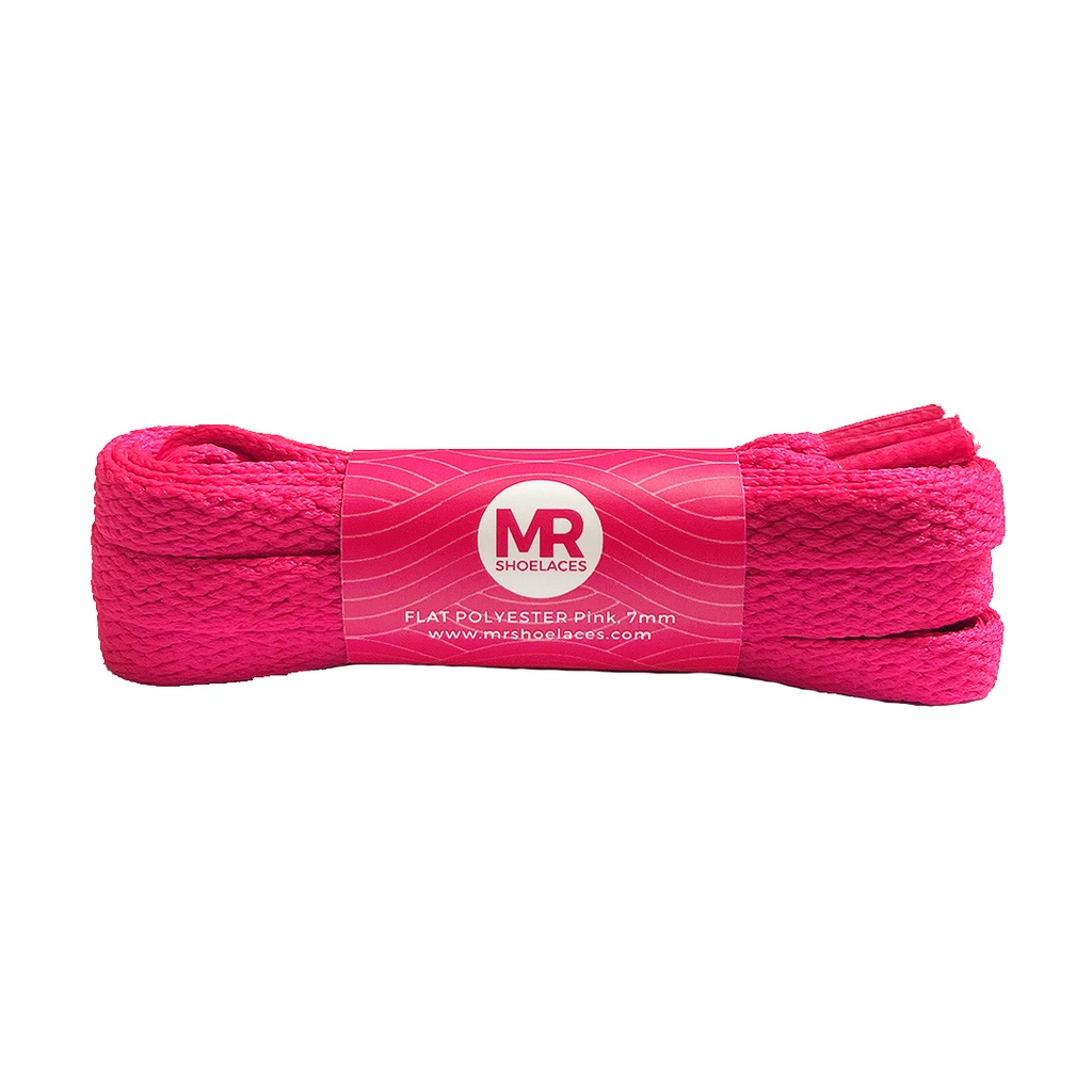 MR Shoelaces FP16 Merah Muda (Pink) Tali Sepatu Polyester Pipih Flat 7mm 80cm 90cm 100cm 120cm 130cm 150cm 180cm 200cm untuk Sneakers - Premium Shoelace