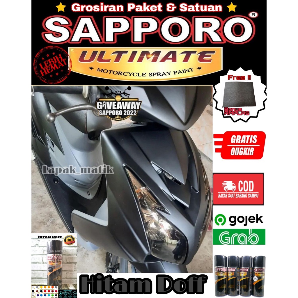 SAPPORO ULTIMATE S26 BLACK DOFF HITAM DOFF / CAT SPRAY SEMPROT AEROSOL