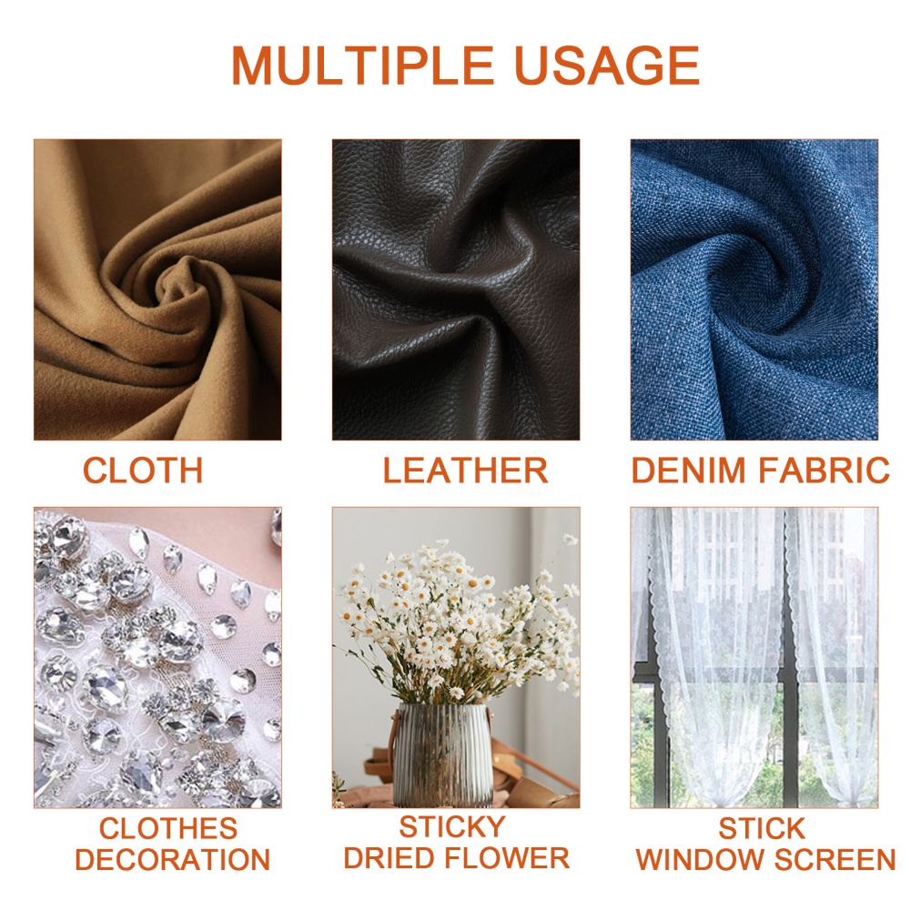 ღ 50Ml Kain Lem Kain Menjahit Perekat Tidak Beracun Kulit Menjahit Lem Kit Aman Cepat Pengeringan Lem Sofa mobil Bantal Pakaian Alat Perbaikan