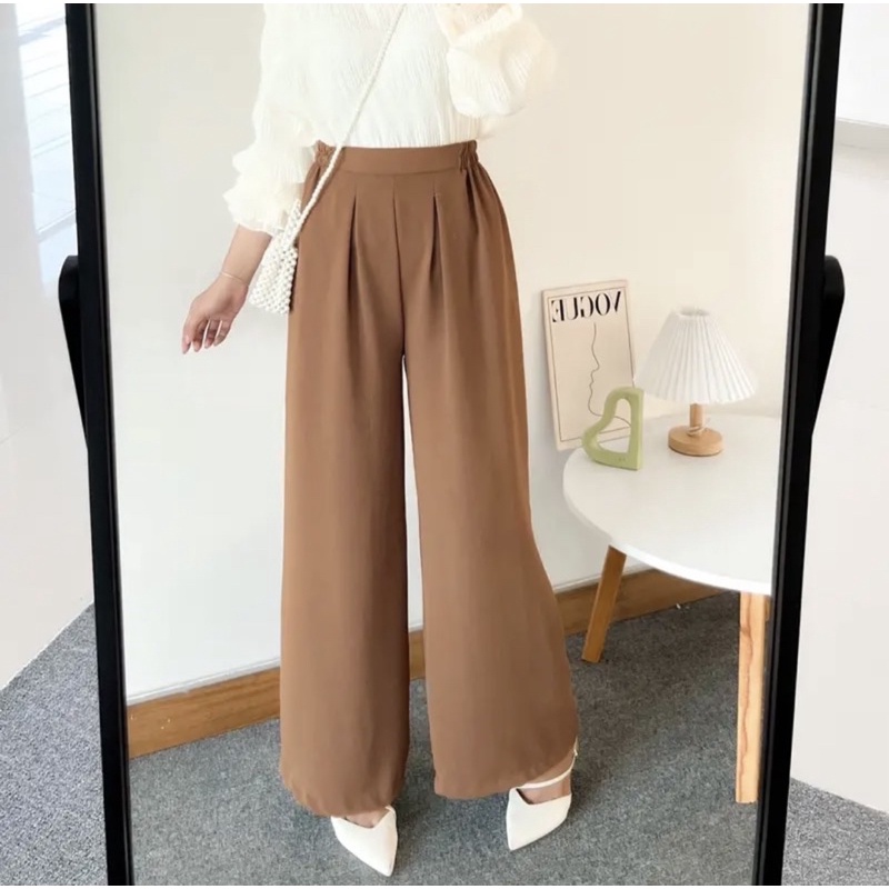 Gea Pants Highwaist Flowy Wide Pants Crinkle