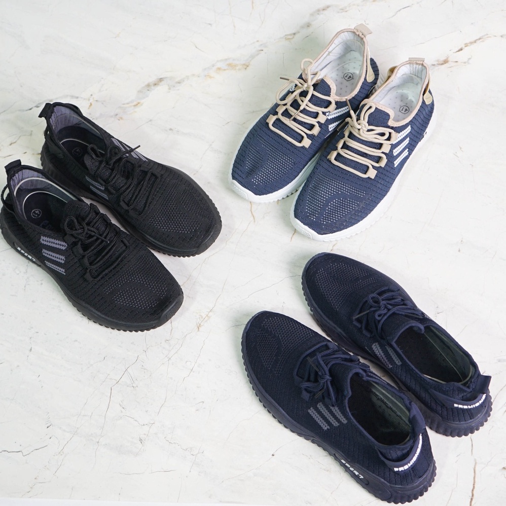 SARASARA YUK - Dunkenstock CONAN 1 Sepatu Pria Sneakers Tinggi 4cm Size 40 - 44 Bahan Canvas Rubber Premium Karet Tidak Licin Sneaker Laki Cowok Sport Olahraga Jogging Belleza Casual Warna Navy Biru Dongker Terbaru Shoes Ori Original Mall Official Store 3