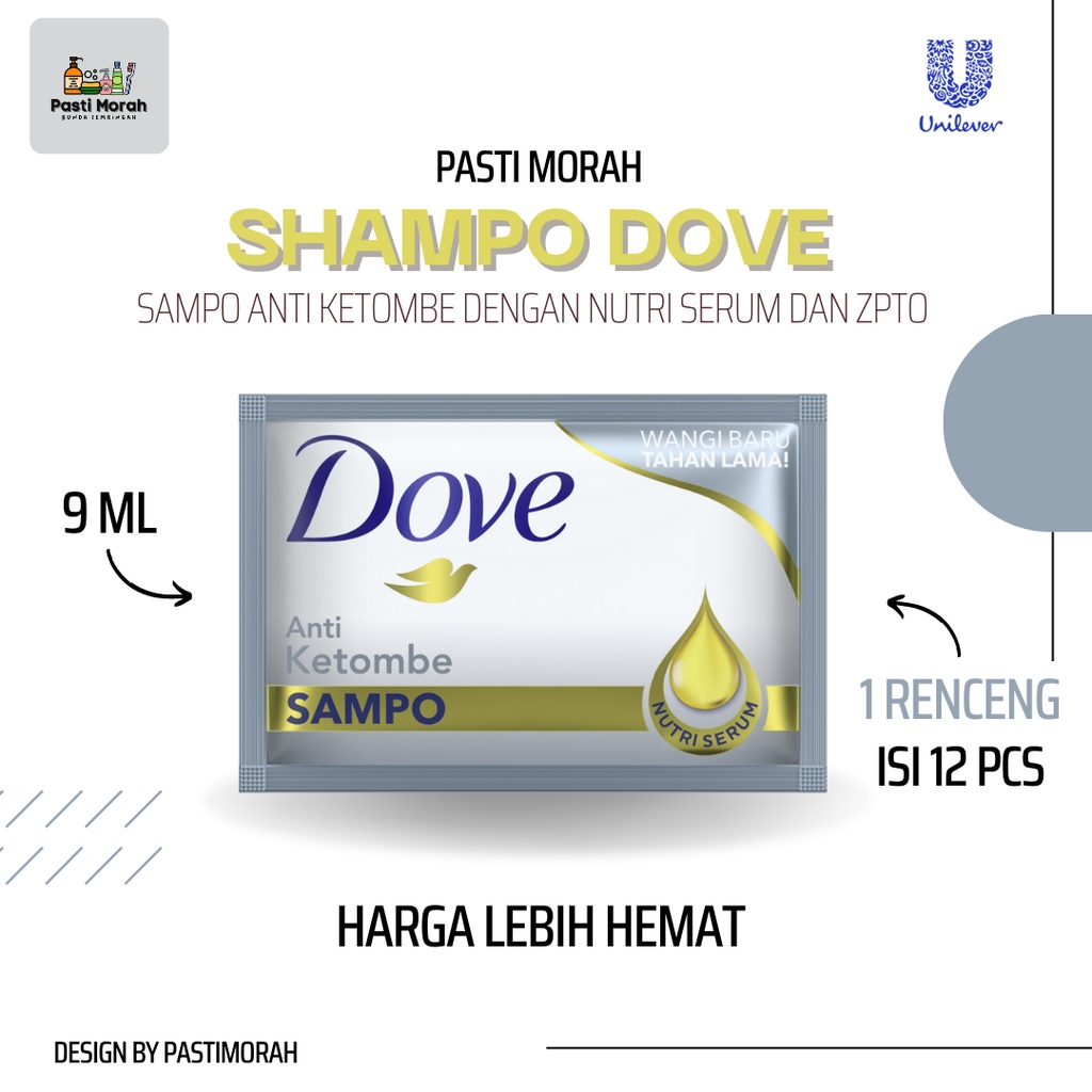 Jual Shampoo Dove 9 ML Shampoo Sachet Anti Ketombe 1 Renceng Isi 12