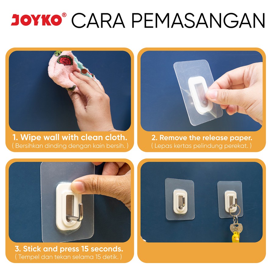 Adhesive Hook Gantungan Baju Tempel Dinding Stainless Joyko ADHK-3080