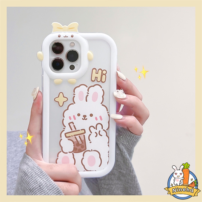 IPHONE Casing Kompatibel Untuk Iphone14 13 12 11 Pro Max X Xr Xs Max SE 7 8 6 6s Plus Monster Kecil Shockproof Frame Protection Phone Case Kelinci Lucu Silikon Soft Case Cover Pelindung