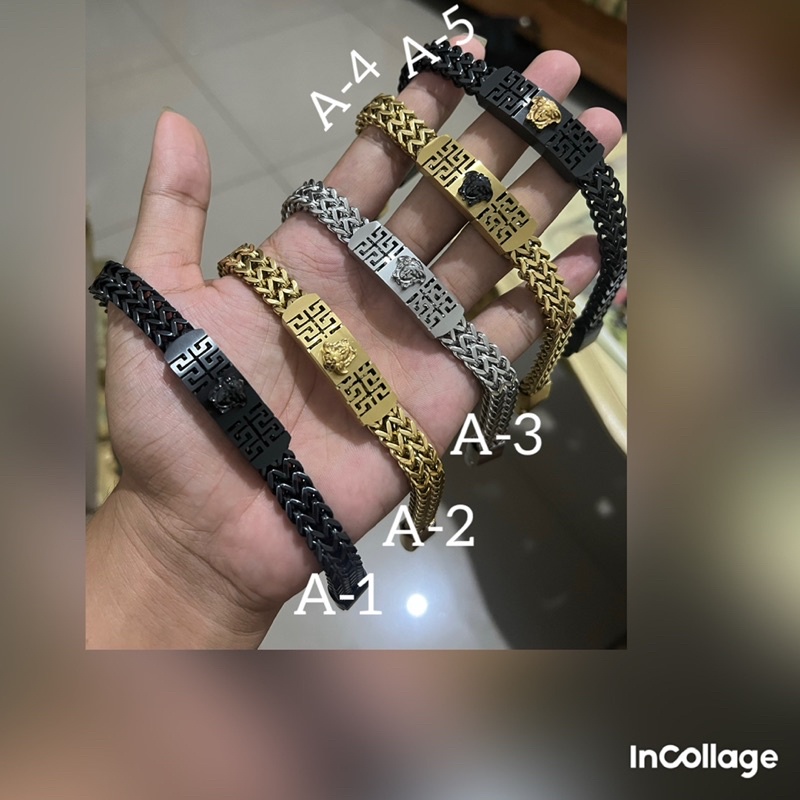 gelang tangan titanium magnet panjang 21 cm buat cowok keren