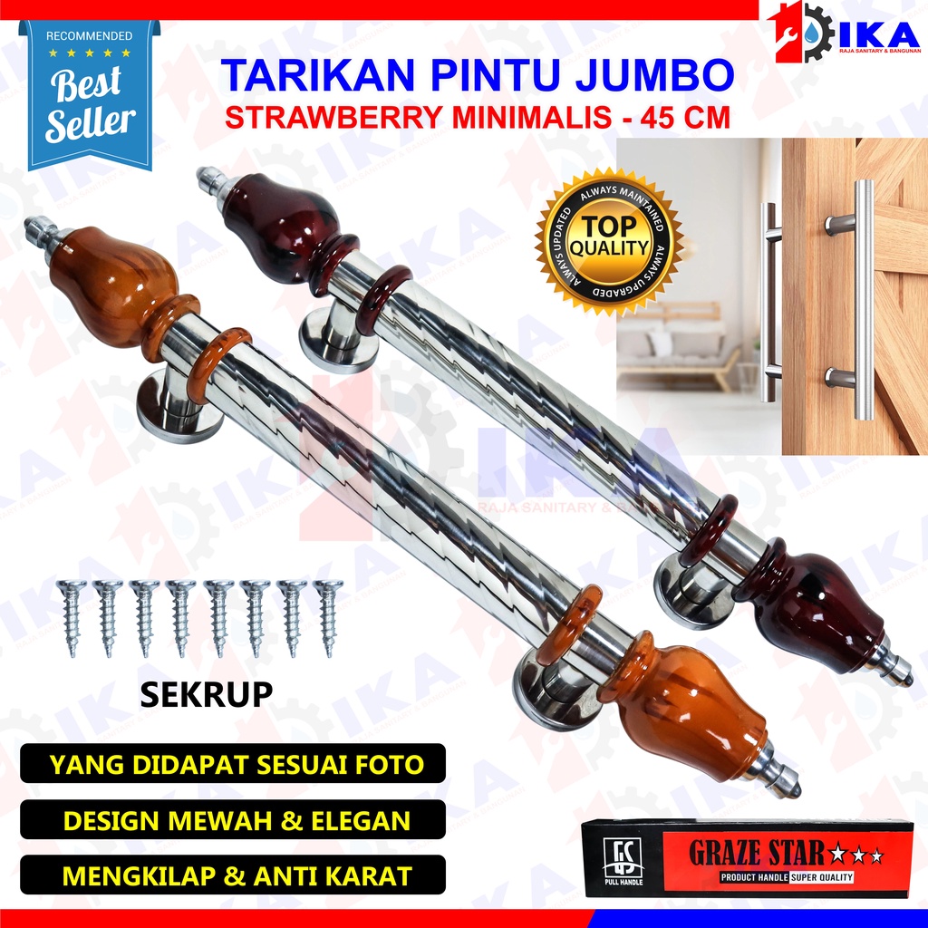 TARIKAN HANDLE / GAGANG PINTU UTAMA 35 CM SISIK NAGA ANTI KARAT 100% VERINO MEWAH ELEGAN MODERN TOP