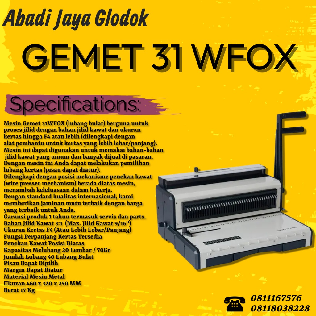 

GEMET 31 WFOX Mesin Binding