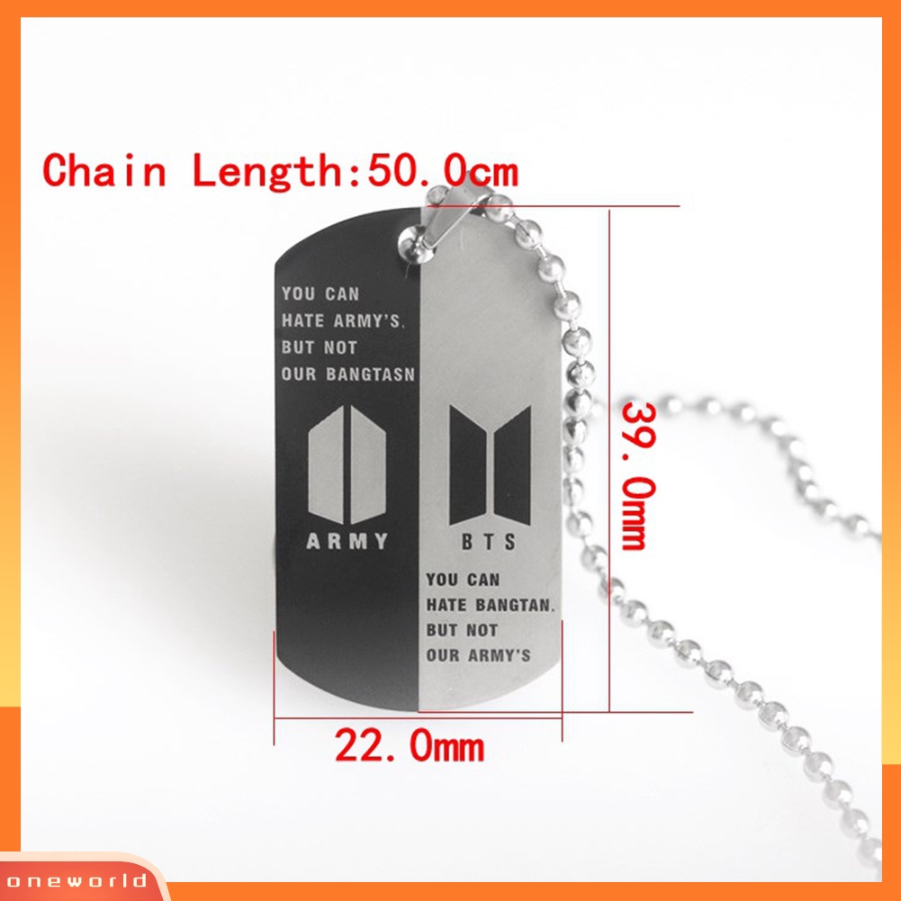 {oneworld} Unisex Bangtan Boys Logo Tag Liontin Stainless Steel Rantai Kalung Perhiasan Hadiah