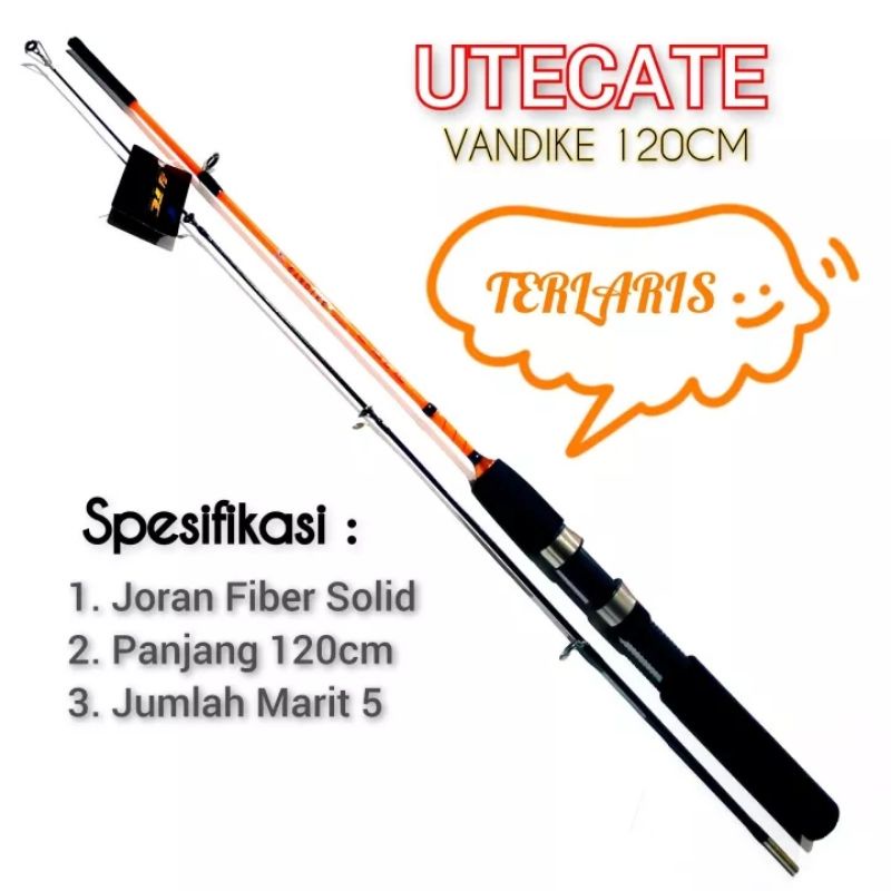 Joran pancing utecate panjang 120cm fiber solid