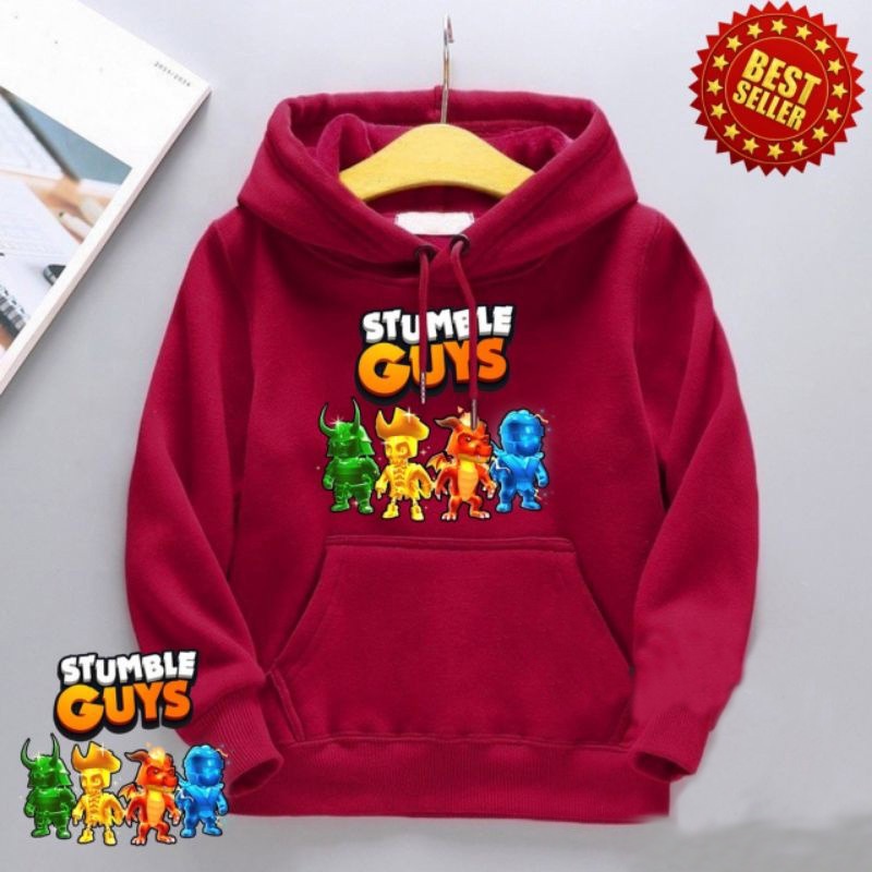 JAKET SWEATER HOODIE ANAK STUMBLE GUYS SKIN SPECIAL USIA 5-12 TAHUN LAKI-LAKI PEREMPUAN UNISEX WARNA MERAH