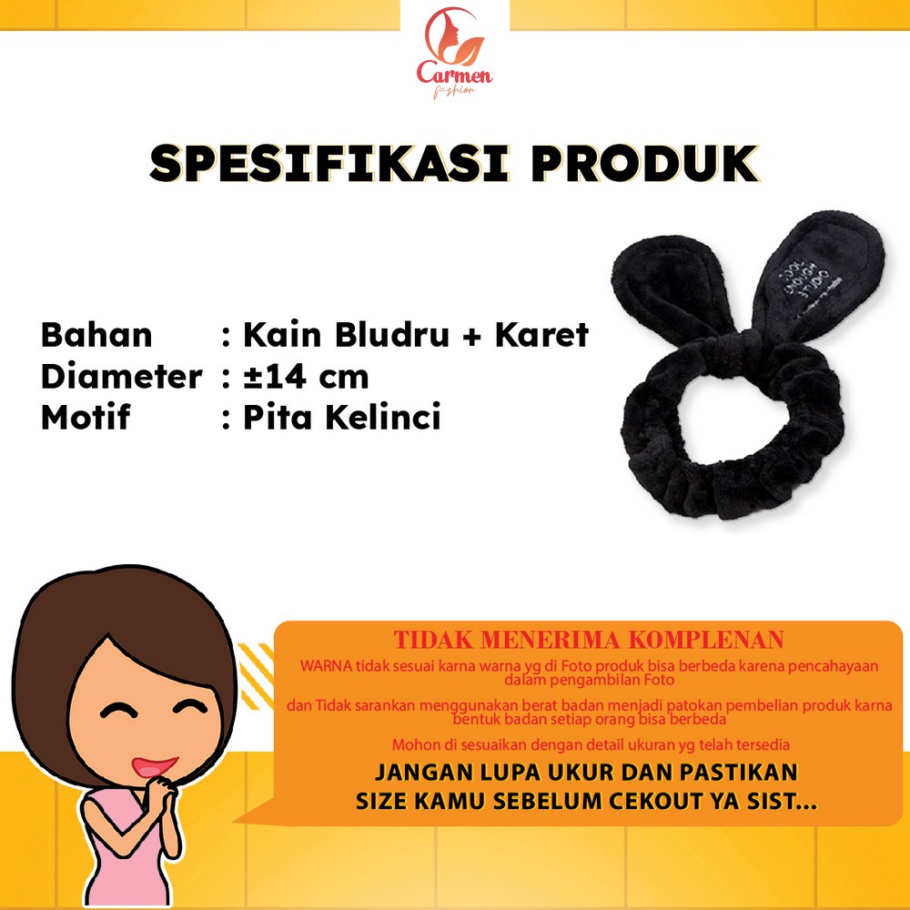 Bandana Masker Wanita Motif Pita Kelinci Lucu Bando Korea / Bando Mandi / Bendo Facial Cuci Muka Headband Rabbit Import CF C69