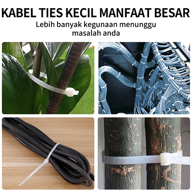 ISKU Kabel Ties Pengikat Nilon Ikatan Kabel Tis PA66 Cable Ties isi 100pcs 2.5*(100 150 200mm) 3.6*(200 250 300mm) Bahan Ramah Lingkungan Kabel Tali Ties EKONOMIS MURAH