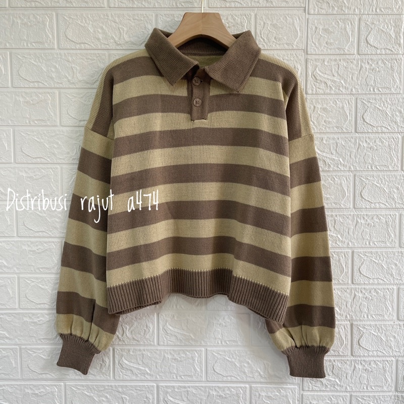 POLO SWEATER STARLA BLASTER STRIPPE LENGAN PANJANG