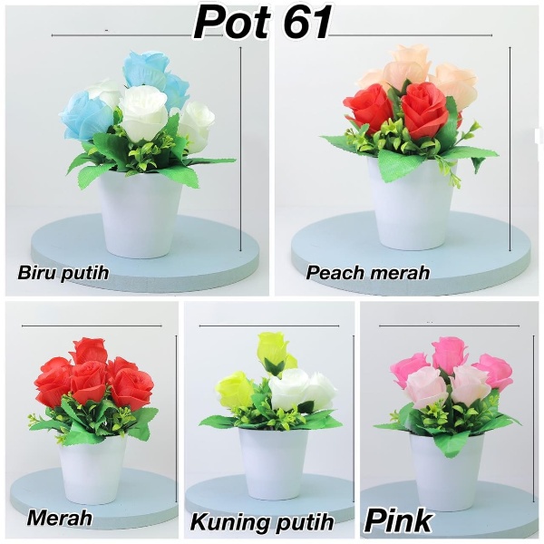 BBS POT61 Tanaman Bunga Mawar Rose Artificial Dekorasi Rumah / Tanaman Hias Plastik Pot Bunga Hias Bunga Artifisial Dekorasi Rumah import