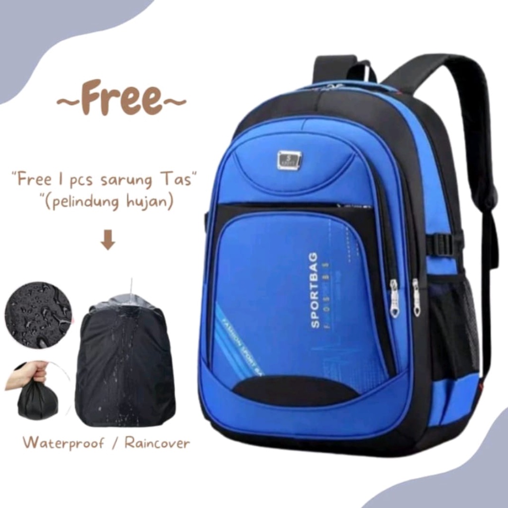 tas ransel anak polosport - tas sekolah anak sd jumbo dan smp bonus raincover tas