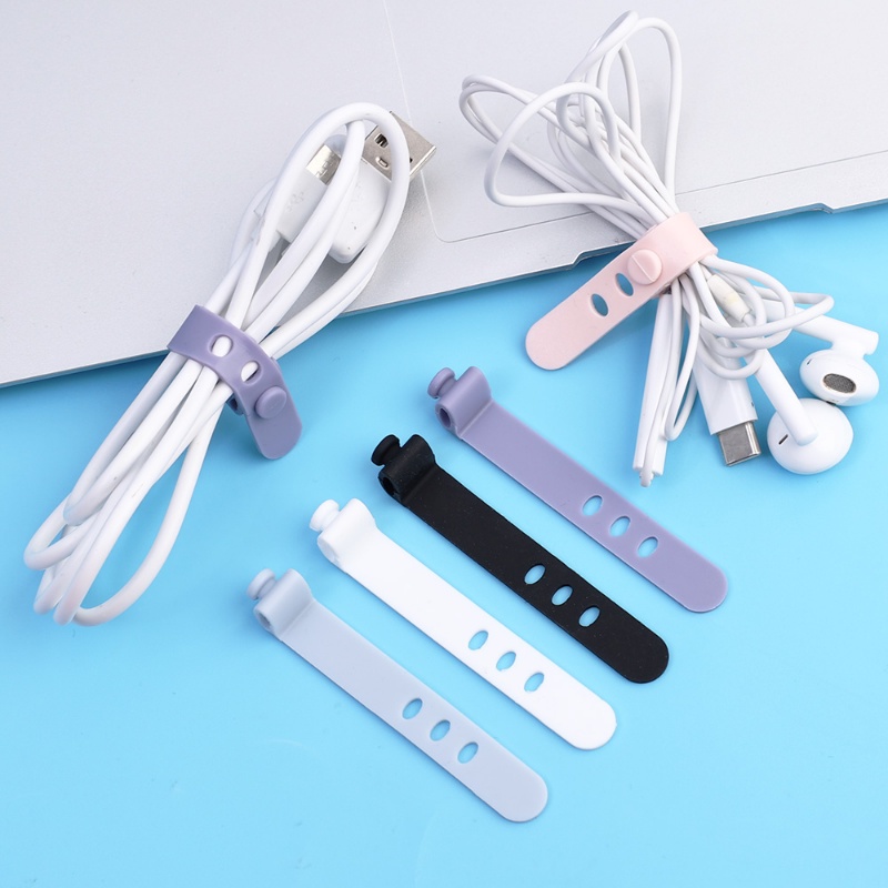 1per5pcs Silicone Charger Cord Winder/Earphone Klip Charger Organizer/Silicone Strap Tie Winder Kabel Telepon/Penjepit Fiksasi Kabel Tidy Holder