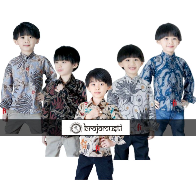 baju batik anak - kemeja batik anak laki-laki lengan panjang umur 2-12tahun motif kobis Kain katun halus dan lembut