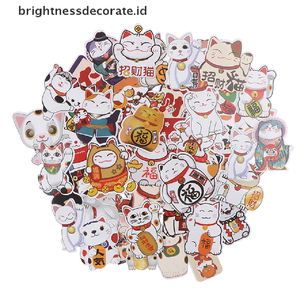 [Birth] 50pcs Lucky Cats Animal Graffiti Sticker Mainan Koper Laptop Sepeda Mobil Decals [ID]