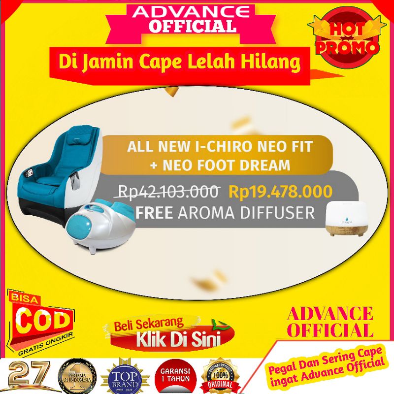 Kursi Pijet Ichiro Neo Fit Advance Plus Alat Pijit Kaki Foot Dream Terapi Kesehatan Pijat Refleksi