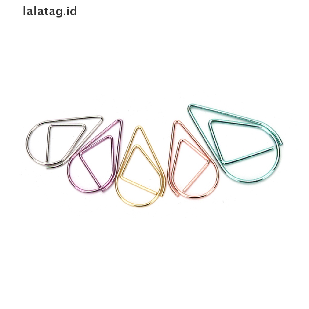 [lalatag] Klip Kertas Bentuk Tetesan Air Logam Dekorasi Kantor 10pcs/set Bookmarks Clips, [ID]