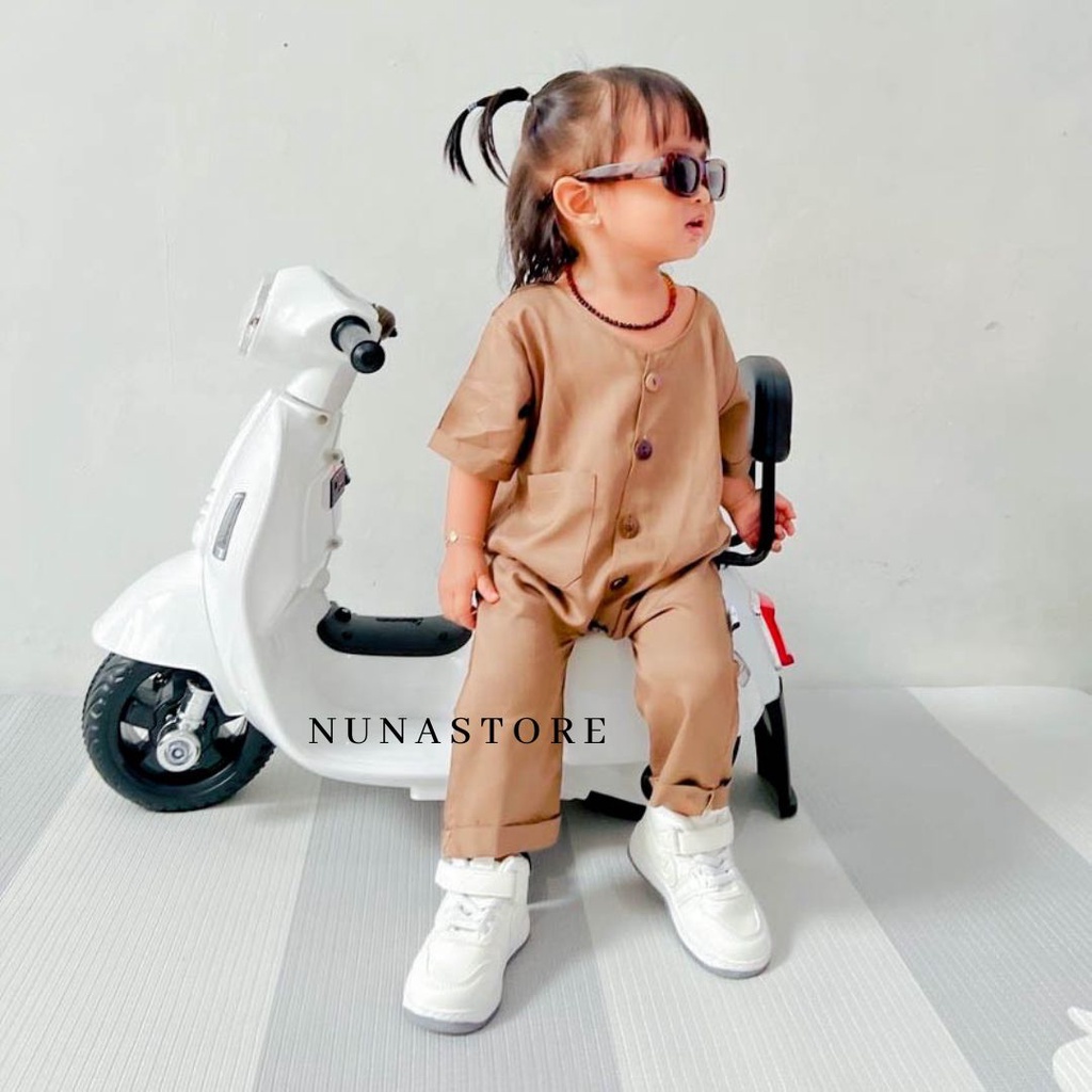 Nuna Store Jumper Jumpsuit Rayon Polos bayi lengan pendek usia 0 -12 bulan / baju bayi jumper pendek lokal