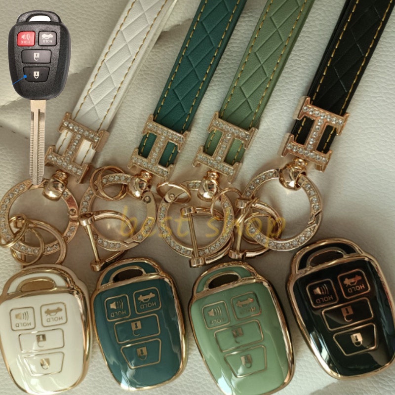 Rumah / Casing Kunci Remote Mobil 4 Tombol Plastik Warna Hitam Untuk Toyota Vios Camry RAV4 2012-2015 Corolla 2014 2015 TOY43