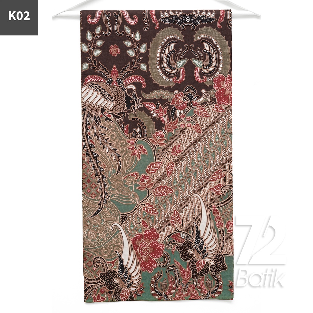 KAIN BATIK PREMIUM Bahan Katun Motif Burung Ekor Panjang Hitam Tanah 722691 Cap 72 Jarik Jarit Samping Kebat Panjang Batik Katun Modern Premium Bahan Seragam Batik Pernikahan Kantor Keluarga Murah Kamen Jadi Batik Bali Lembaran