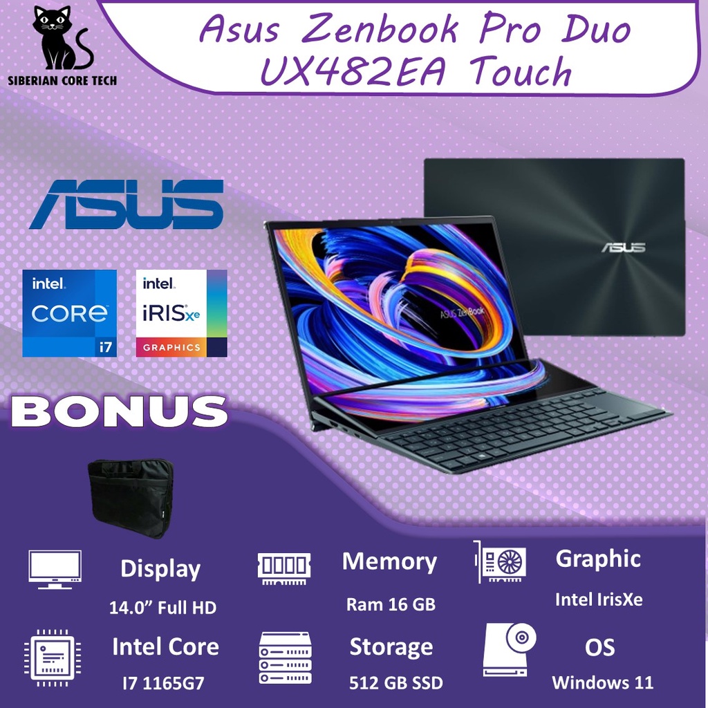 ASUS ZENBOOK PRO DUO UX482EA TOUCH i7 1195G7 16GB 512SSD W11 14.0FHD