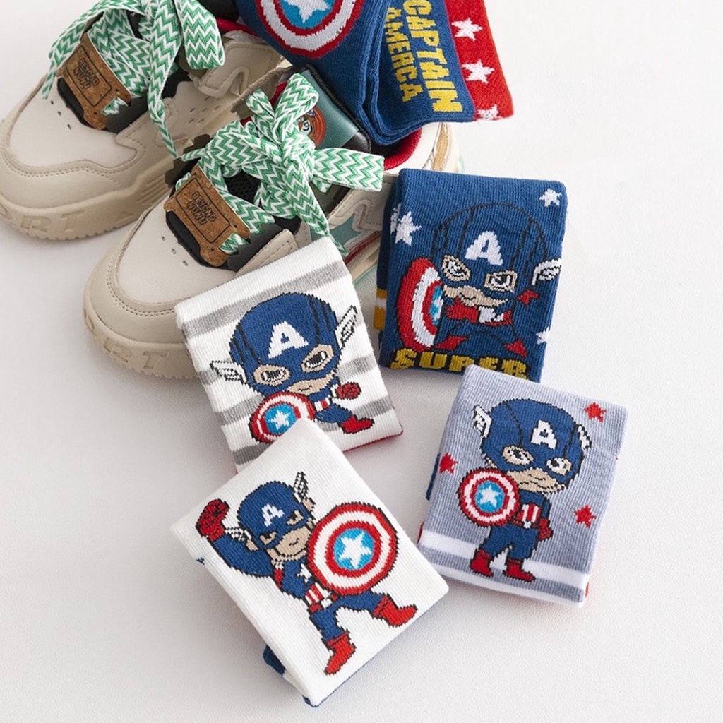 INDOMINI Kaos Kaki Anak Motif Captain America Kaus Kaki Bayi Lucu KK059