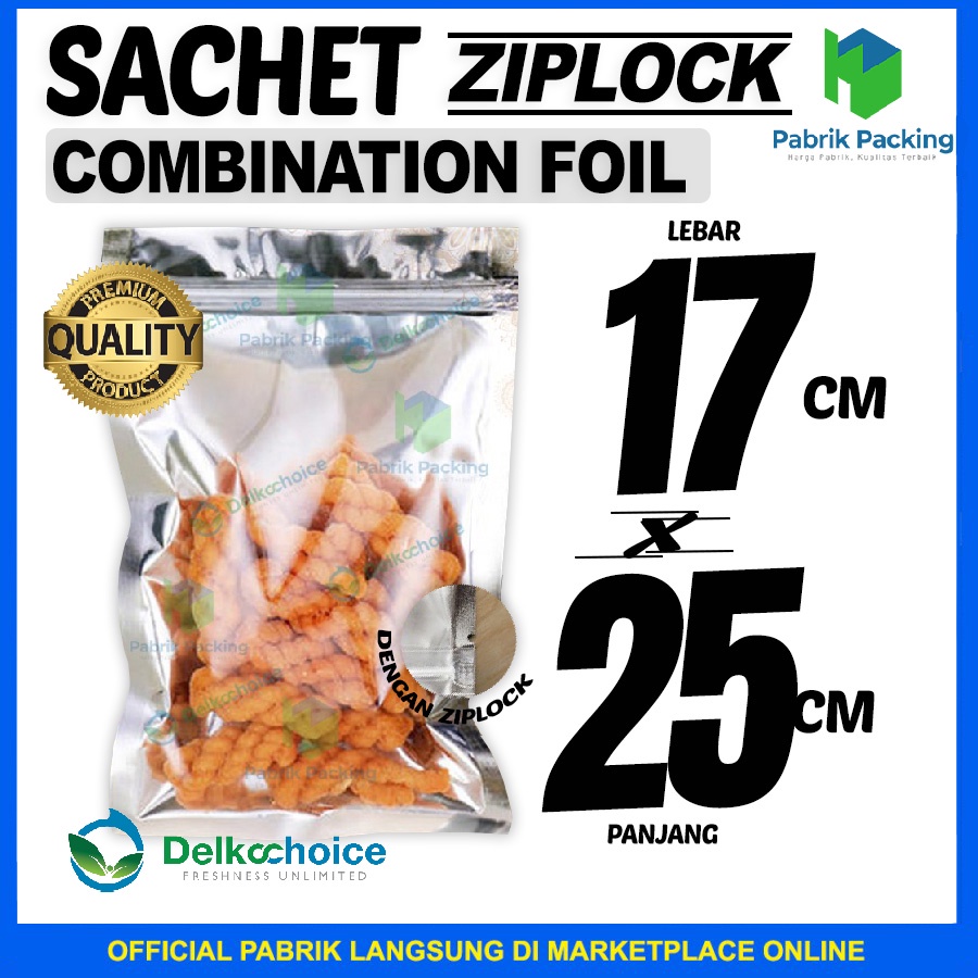 Plastik Sachet Bag Delkochoice Transmet | Sachet Makanan Transmet Ziplock Premium Ukuran 17 x 25 cm