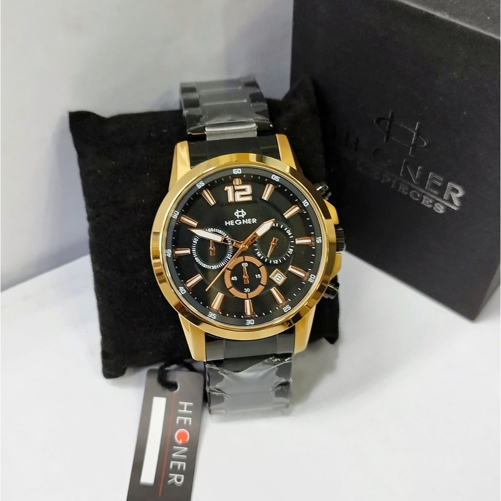 Jam Tangan Pria Cowok HEGNER 439 FREE BOX DAN GARANSI Tanggal Aktif Chrono Aktif Fashion Import Murah Mewah BONUS BATERAI CADANGAN!