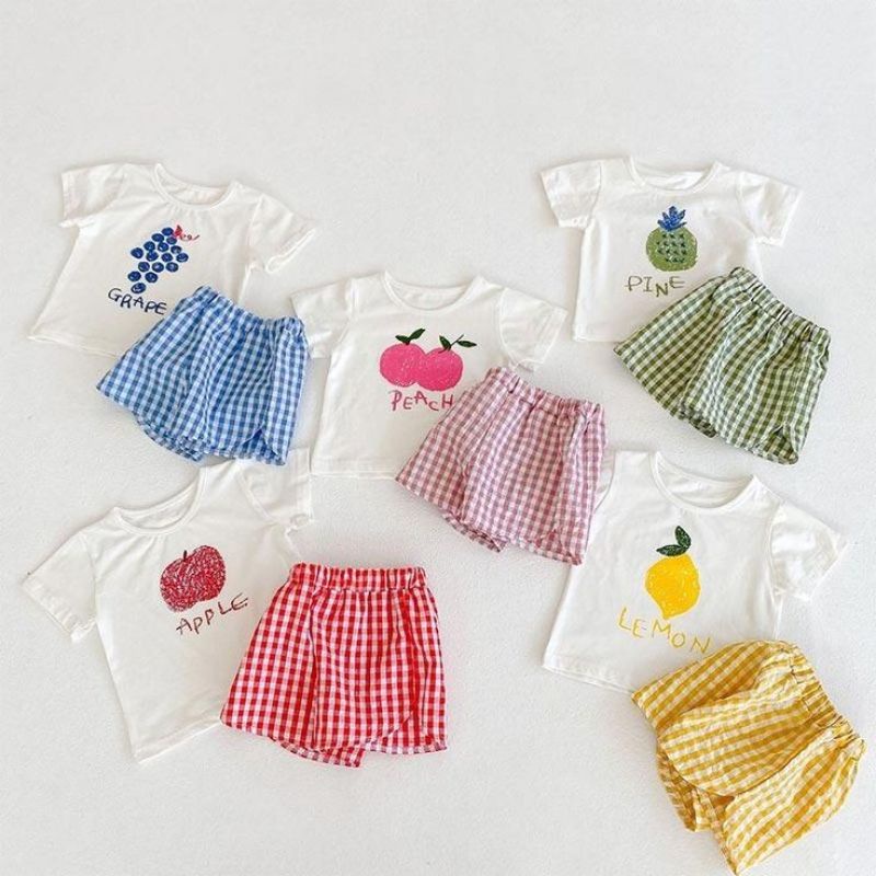 Set Baby Fruit Tea 6 bulan -18 bulan / Setelan Fruit Short Sleeve T-Shirt