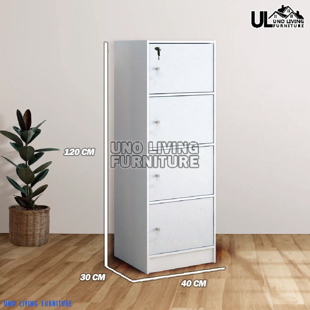 LEMARI RAK BUKU SERBAGUNA 4 SUSUN KAYU DENGAN KUNCI TERBARU MURAH LEMARI BUKU RSG PINTU