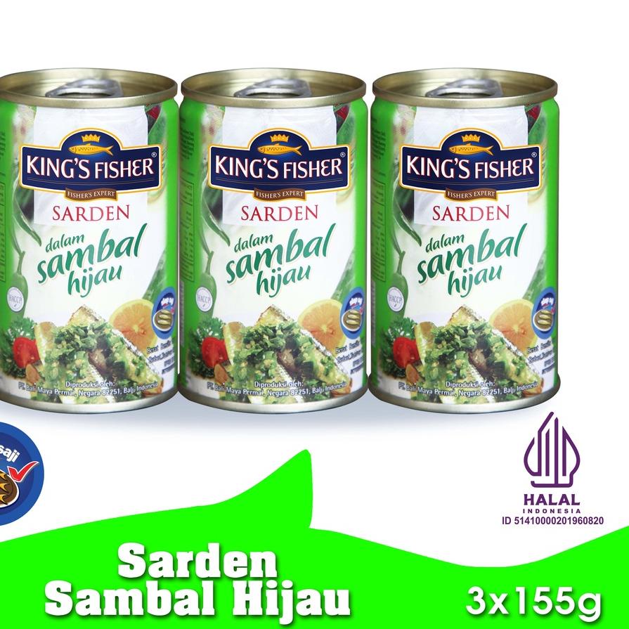 

Termurah dan terbaik King's Fisher Paket 3 pcs Sarden mini Sambal Hijau Makanan Kaleng 155 gr !!!