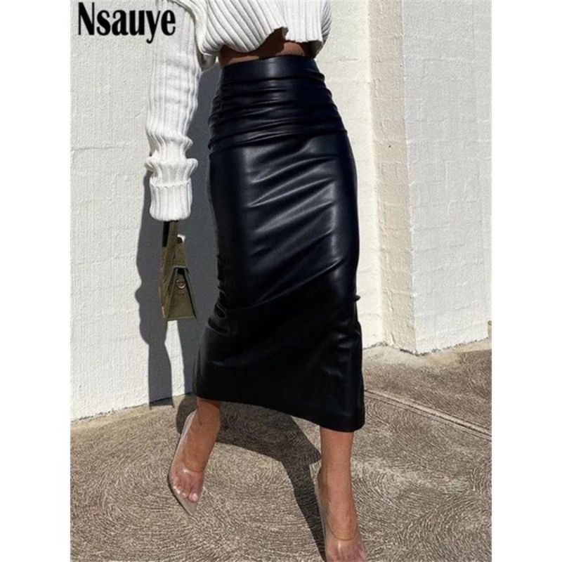 Rok kulit span wanita / Skirt leather fit bodymode