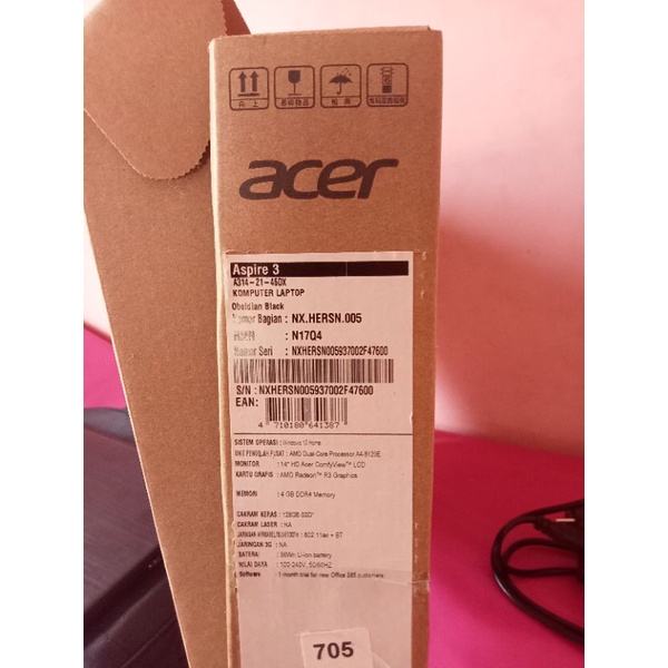 Laptop Acer Aspire 3 a314-21 AMD A4, RAM 4GB, SSD 128GB. (SECOND)
