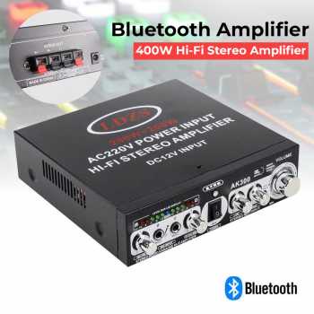 LDZS Audio Bluetooth Amplifier KTV Karaoke 400W - AK300 mplifier ini menerima input mikrofon sebanyak dua buah sehingga cocok dijadikan sebagai amplifier karaoke. Bagi Anda yang gemar karaoke, gunakan amplifier ini sekarang juga.