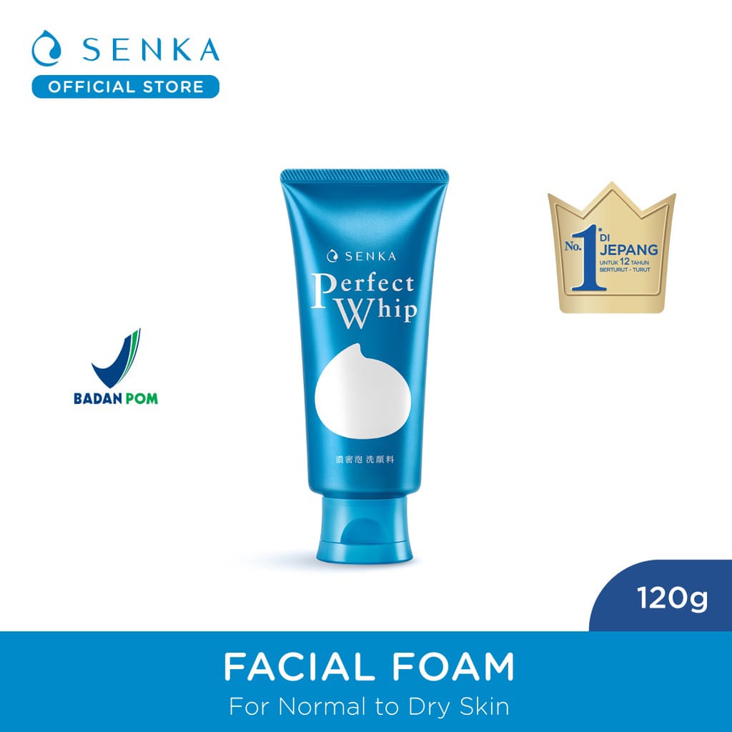 (BPOM Original) SENKA Perfect Whip Facial Foam Biru 50gr / 120gr - Melembutkan, Melembabkan, Mencerahkan Kulit Pembersih Wajah Jepang SENKA biru kemasan kecil besar