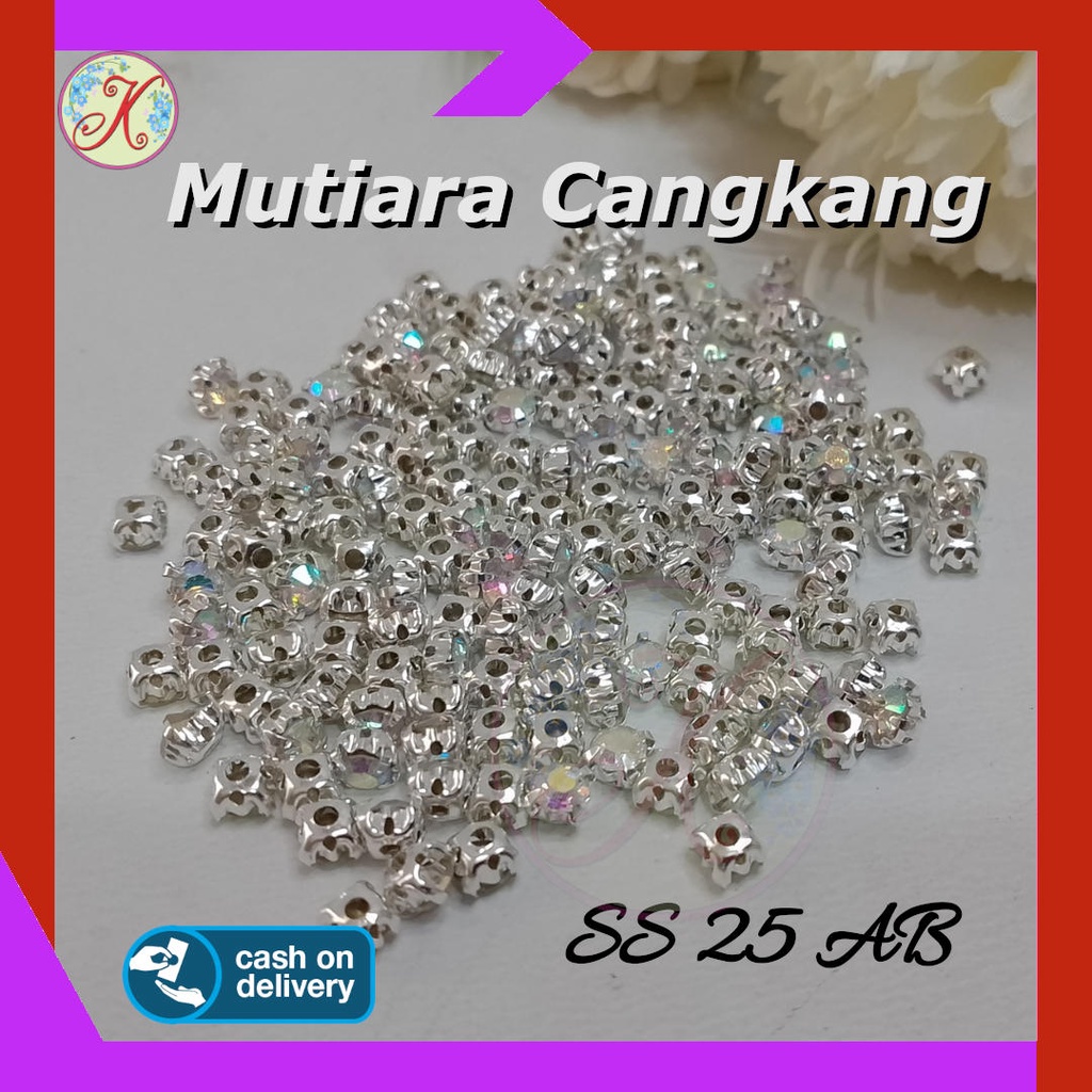 Mutiara Cangkang SS 25 AB Pelangi Jahit perlusin (bahan kerajinan / craft)